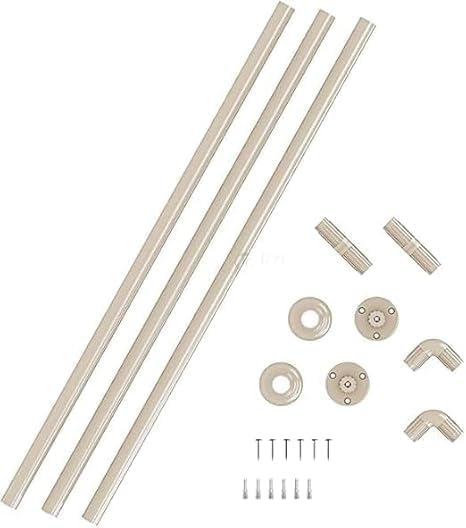 Adjustable Shower Curtain Rod U or L Shape 90cm Beige Color with Mounting Accessories