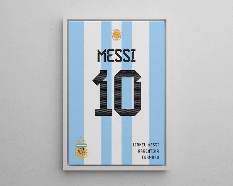 Lionel Messi Jersey Art, Argentina, Digital Print, Football Wall Art, Minimalist, World Cup Poster, Soccer Gift (12x16 inches, black)
