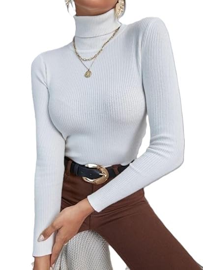 Womens Ribbed High Neck Long Sleeve Blouse Red Green Grey