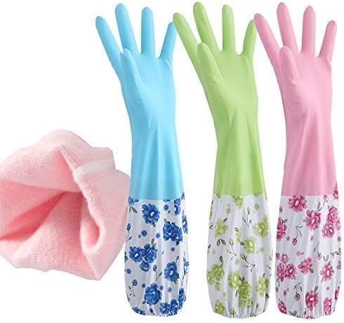 Multi Color Elbow Long Rubber Gloves Beautiful Design Household Cleaning Gloves Superior Protection from Wetness and Chemicals with High Comfort