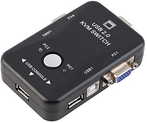 USB 2.0 VGA/SVGA KVM Switch Box 2 Ports for Sharing Monitor Keyboard Mouse