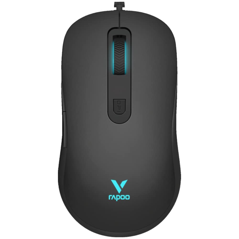 Rapoo V16RGB Optical Gaming Mouse, Ergonomic Design, Onboard Memory, 6 Programmable Buttons, Customisable Drivers, Braided Cable, Easy Plug & Play Connectivity