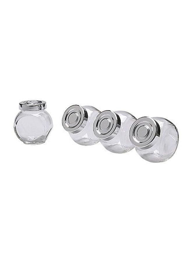 4-Piece Spice Jar Set Silver/Clear 8cm