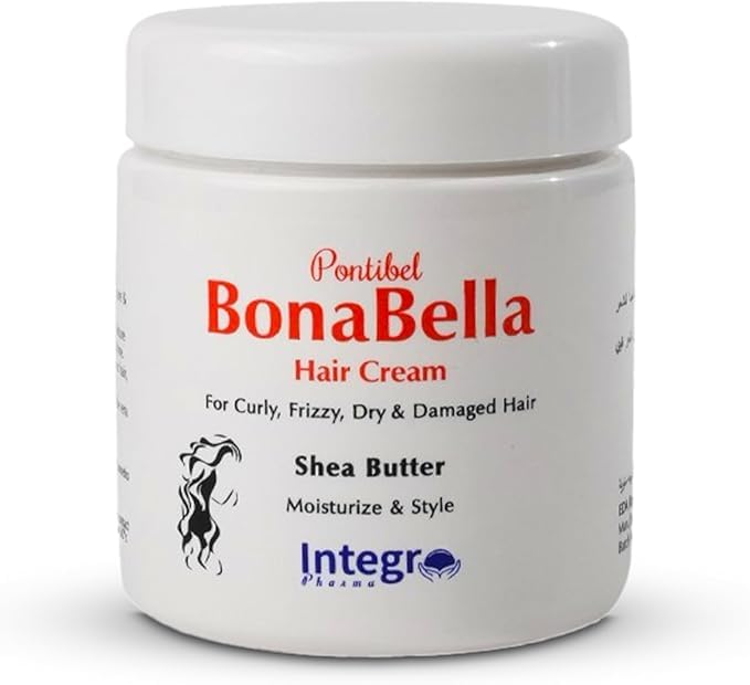 BonaBella Hair Cream with Shea Butter, Pro-Vitamin B5, Vitamin E, Aloe Vera, Biotin, Banana Scent, 200ml