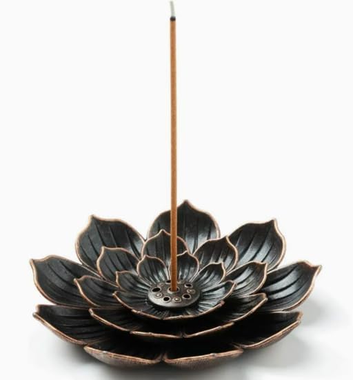 Copper Rose Incense Burner for Oud and Stick Incense Elegant Aromatic Holder Decorative Brass Incense Tray for Home Office or Prayer Areas
