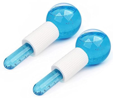 Energy Beauty Crystal Ice Roller - Facial Ice Globe Smart Cool Face Roller Ball for Neck, Eyes, Reduce Puffiness, Anti-Aging, Soothing, Firming Skin - 2Pcs Set