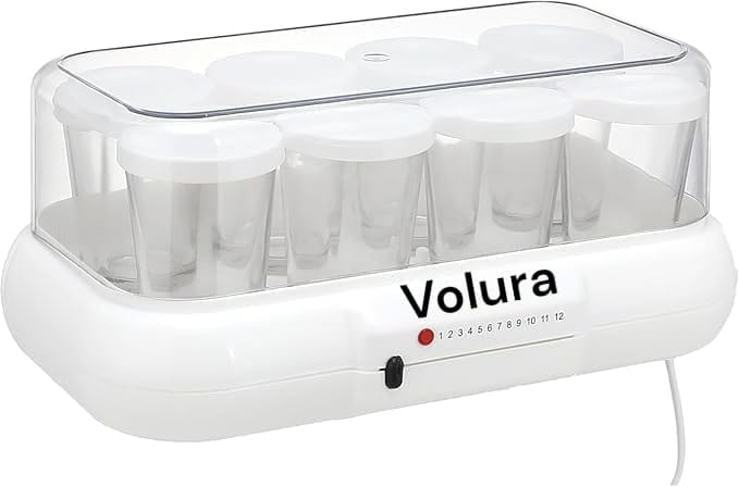 Yogurt Maker, 8 Cups, 1 Liter Capacity, White, Food Safe Cups volura