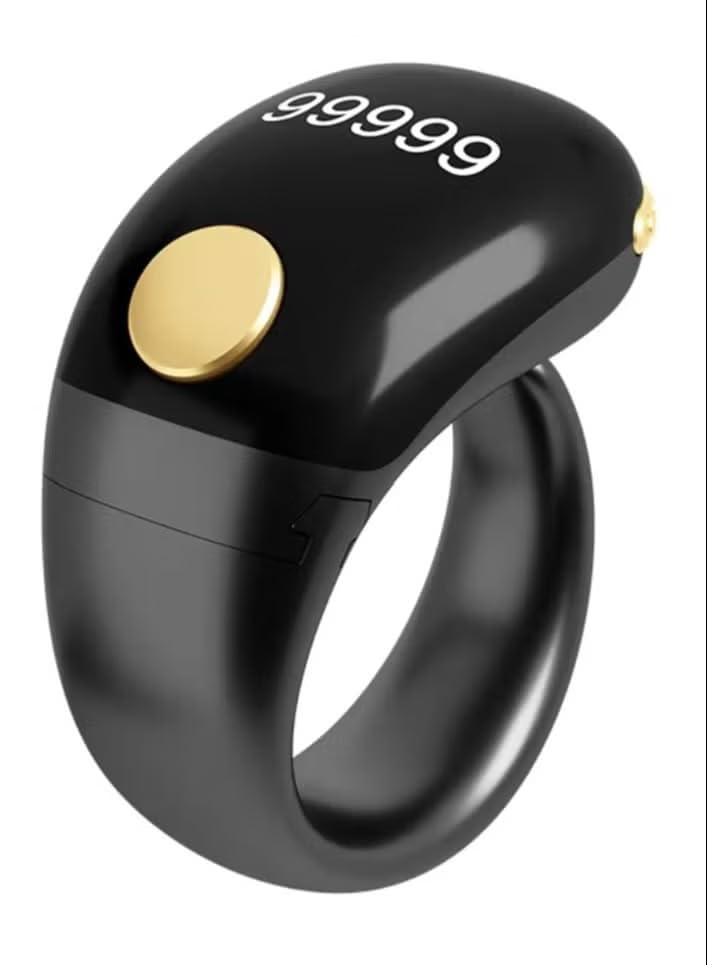 Smart Male Tasbih Ring, Adjustable Counter, Size (16 & 20mm), Supports Digital Counter APP for Prayer Reminder, Waterproof Male Ring