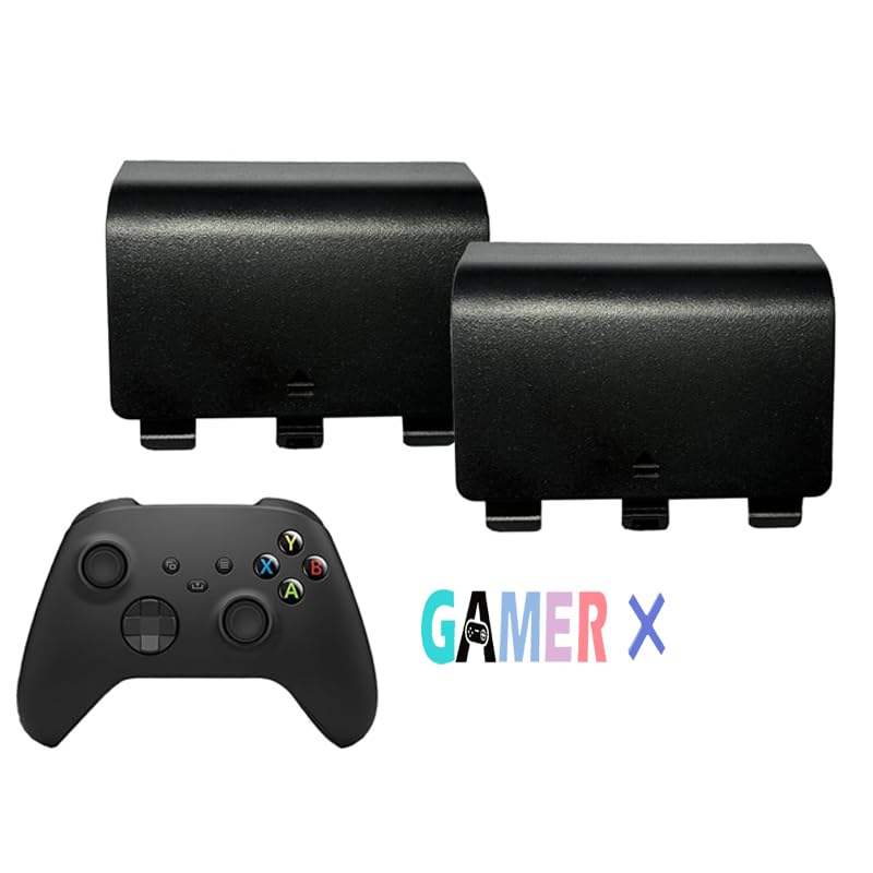 Gamer X Battery Cover Replacement for Xbox Series X/S Controller – 2-Pack Black Back Battery Door Case Shell