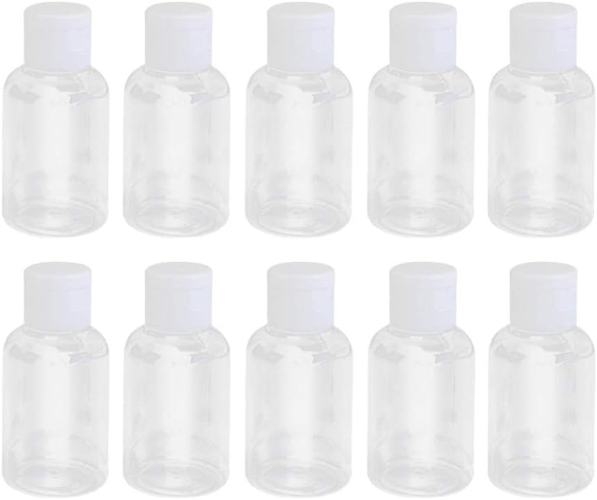 Circle M Travel Bottles Set 50ml 6-Pack Clear Plastic Flip Cap White