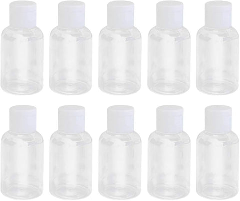 Circle M Travel Bottles Set 50ml 6-Pack Clear Plastic Flip Cap White