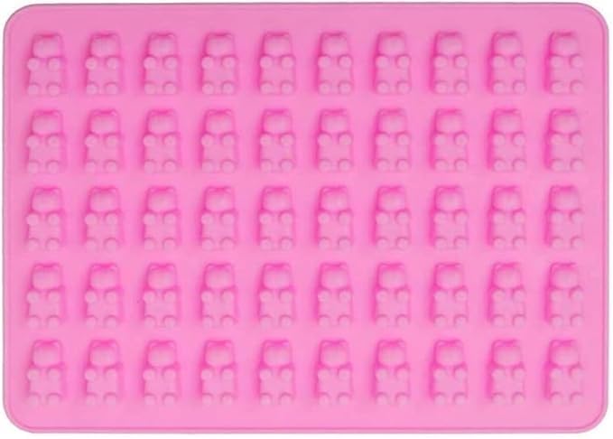 50 Cavities Silicone Bear Designed Gummy Jelly Candy Mold Maker Cookware (Pink)