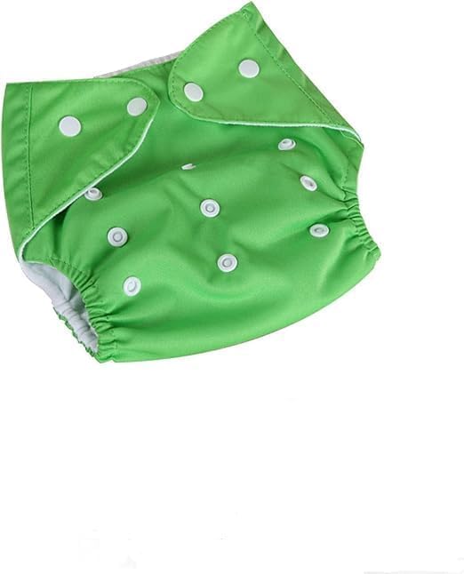 Baby Cloth Diaper Washable Reusable Cotton Pocket Nappy with Soft Insert, Leak-Resistant Waterproof Breathable, Infant Toddler 0-3 Years (Green)