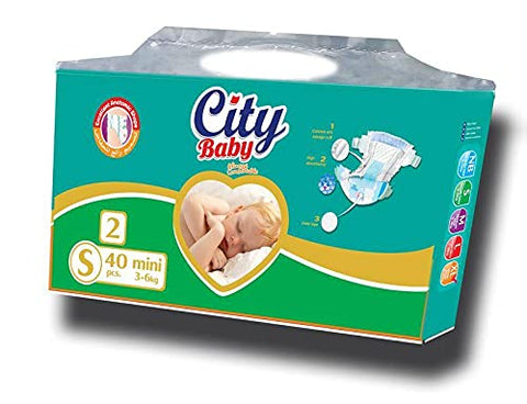 City Baby Always Comfortable Baby Diapers - Size 2 - 40 Diapers - 3 to 6 Kg , 2725616035830