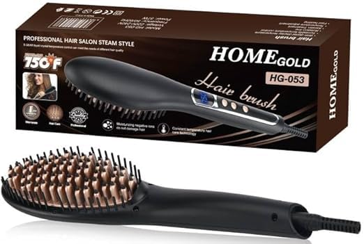 Home Gold HG-053 Ionic Heated Hair Straightener Brush - 750F