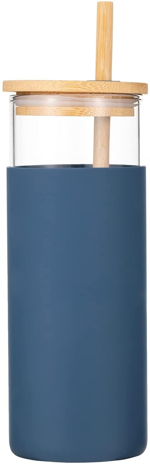 Pyrex Thermal Mug 500ml with Wooden Lid & Silicone Cover & Reusable Wooden Straw for Hot & Cold Drinks Elegant Design Perfect for Gifts
