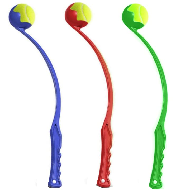 Dog ball Launcher Dogs Chase Fetch Game Toys for Large Medium Small Dogs Throw Tennis Ball Portable Hands-Free Ball Thrower Pick Up & Throwing Play Toy Puppy Exercise Training 1PC Random Color 48 Cm
