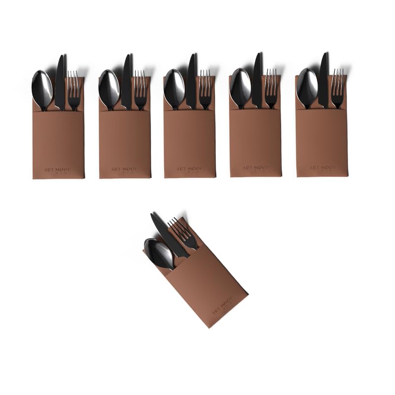 ART MOOD HOME Leather Cover Holder - Set of 6 Cover Holders Durable for Dinner Plate, Dining Table Havan 10W x 17L CM