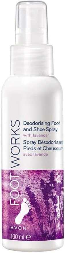 avon foot works deodorising foot and shoe spray with lavender 100ml