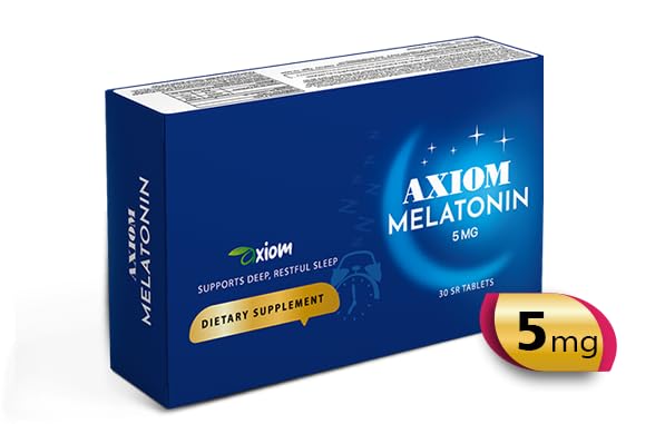 Axiom Melatonin 5mg with Vitamin B6, Tablets, 30 Count, Sleep Support Supplement
