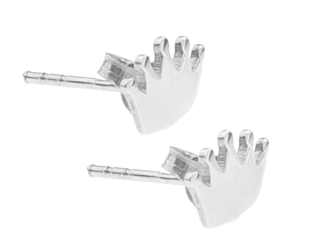 Insider 925 Silver Royal Crown Stud Earrings for Women - Shiny Silver - TLERA6159