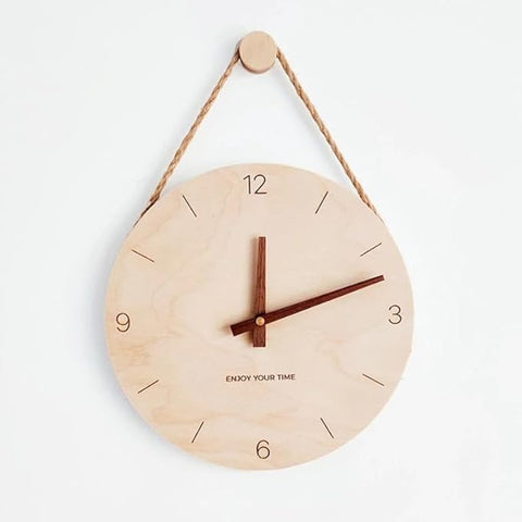 Gifticious Wooden Hanging Wall Clock with Minimalist Design-Black Horse