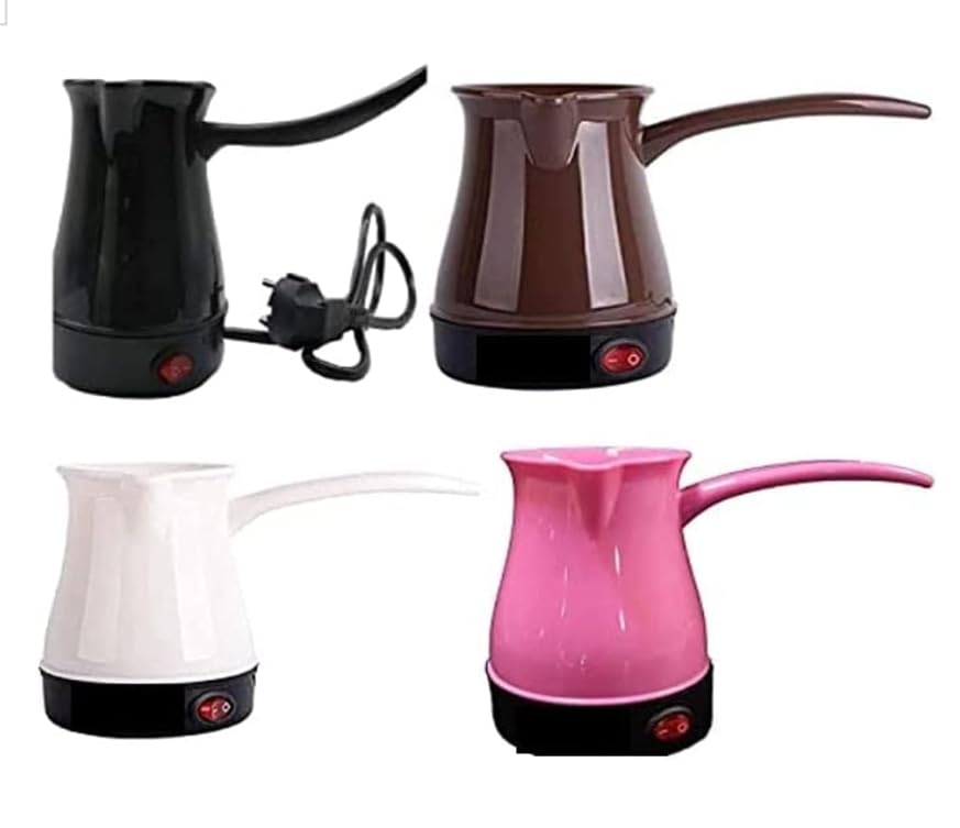 Electric Turkish Coffee Pot, 350W, 5 Cups Capacity, 0.5L Tank, Plastic Body, 75cm Cable, with Switch (White)
