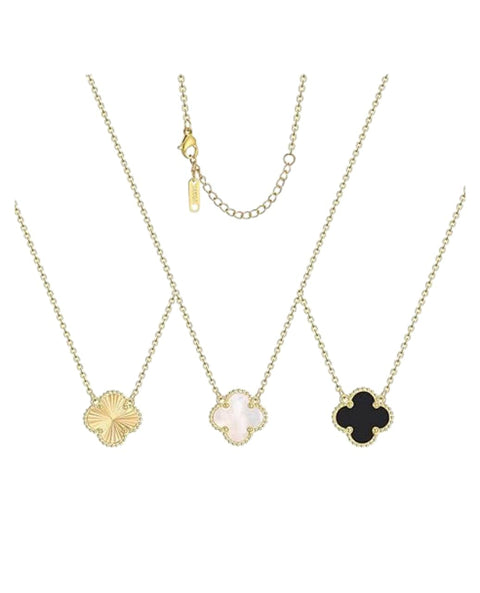 18K Gold Plated Stainless Steel Necklace Fashion Simple Four Leaf Clover Choker Necklace for Women
