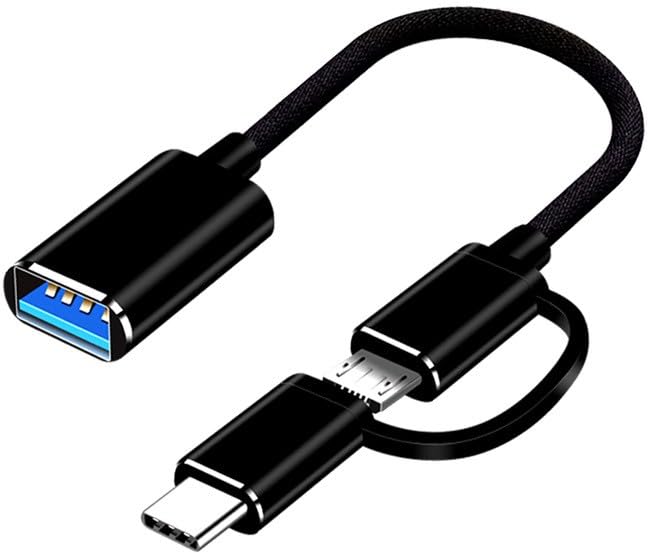 On CC-13 2-in-1 Type-C & Micro USB 3.0 OTG Adapter Cable – High-Speed Data Transfer & Charging | Universal Compatibility | Compact & Durable (Black)