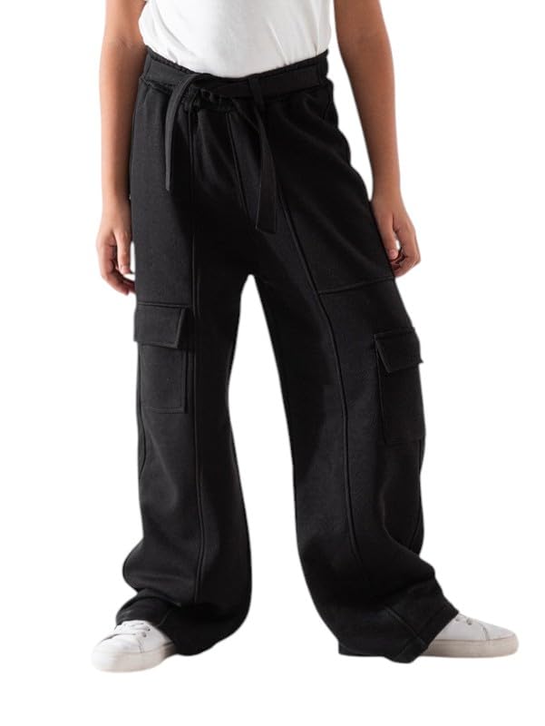Unisex Cargo Jogger Pants Soft Cotton Blend Sweatpants with Pockets and Tie Waist