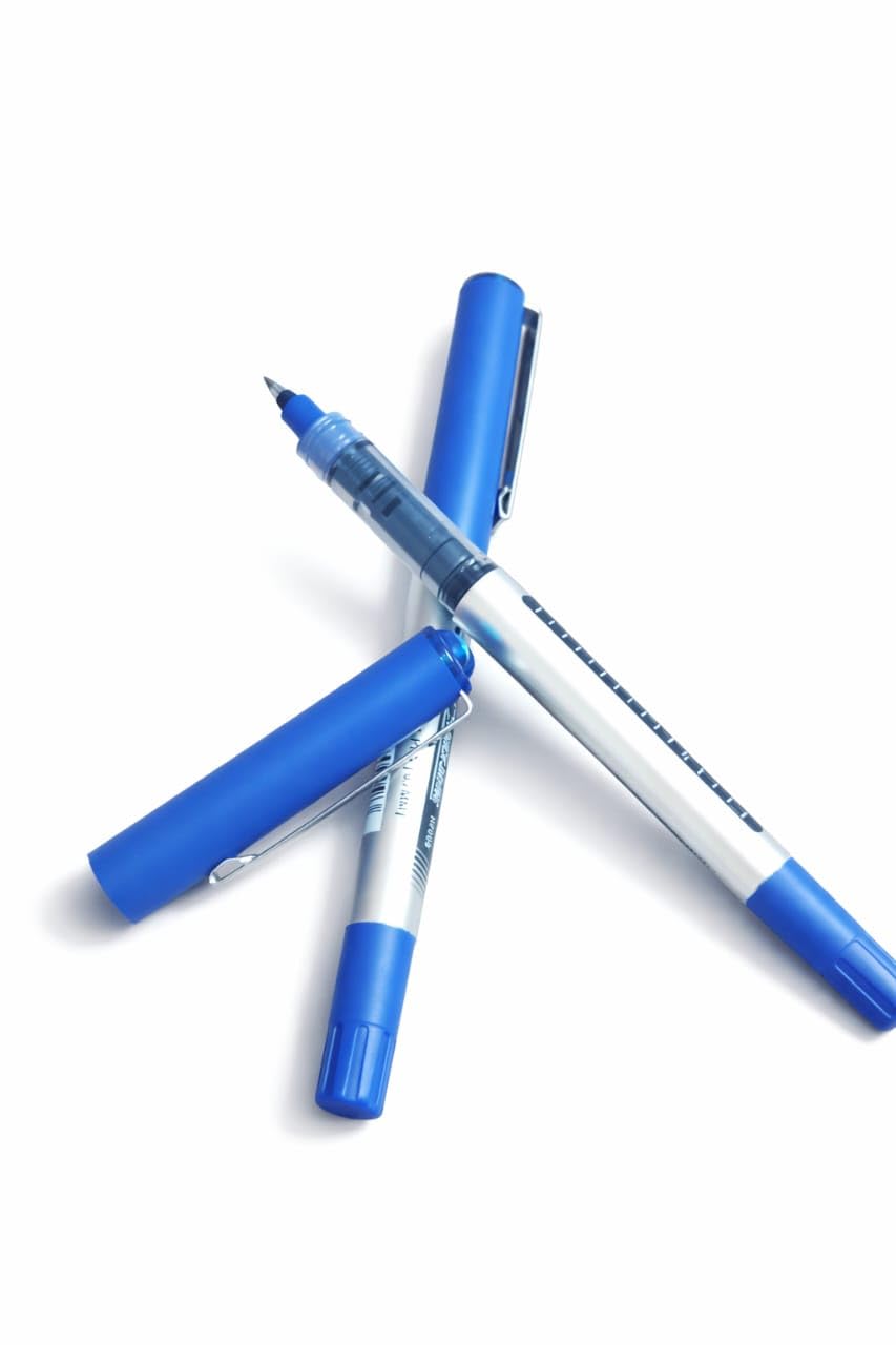 2 Rolling Ball Power Fountain Pen - Imported Smooth Writing - Chic and Fashionable - Blue - Fine Point 0.7mm