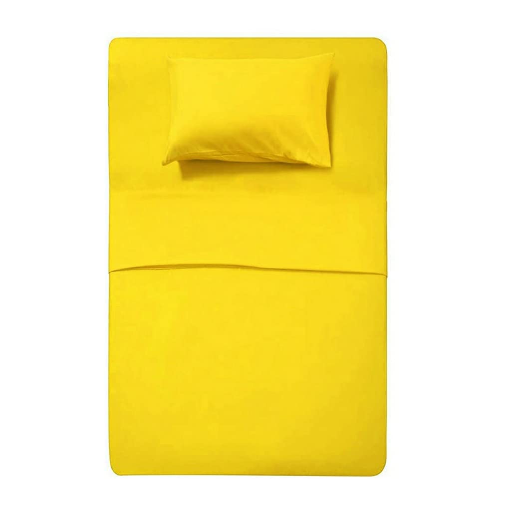 Fitted bed sheet set 2 PCS ,100 * 200 cm (Shiny yellow )
