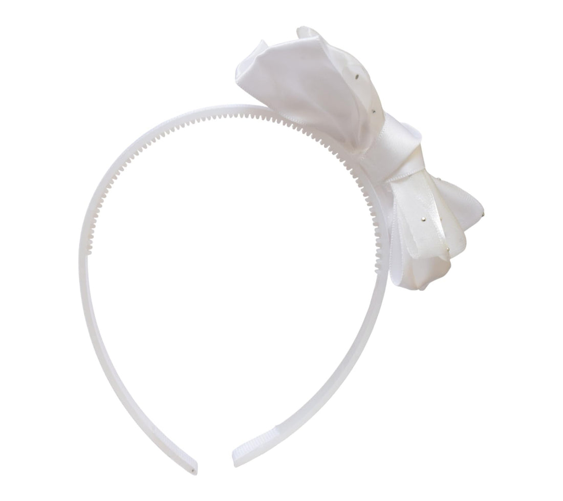 Daphne Bow Hairband For Girls' Hair - White