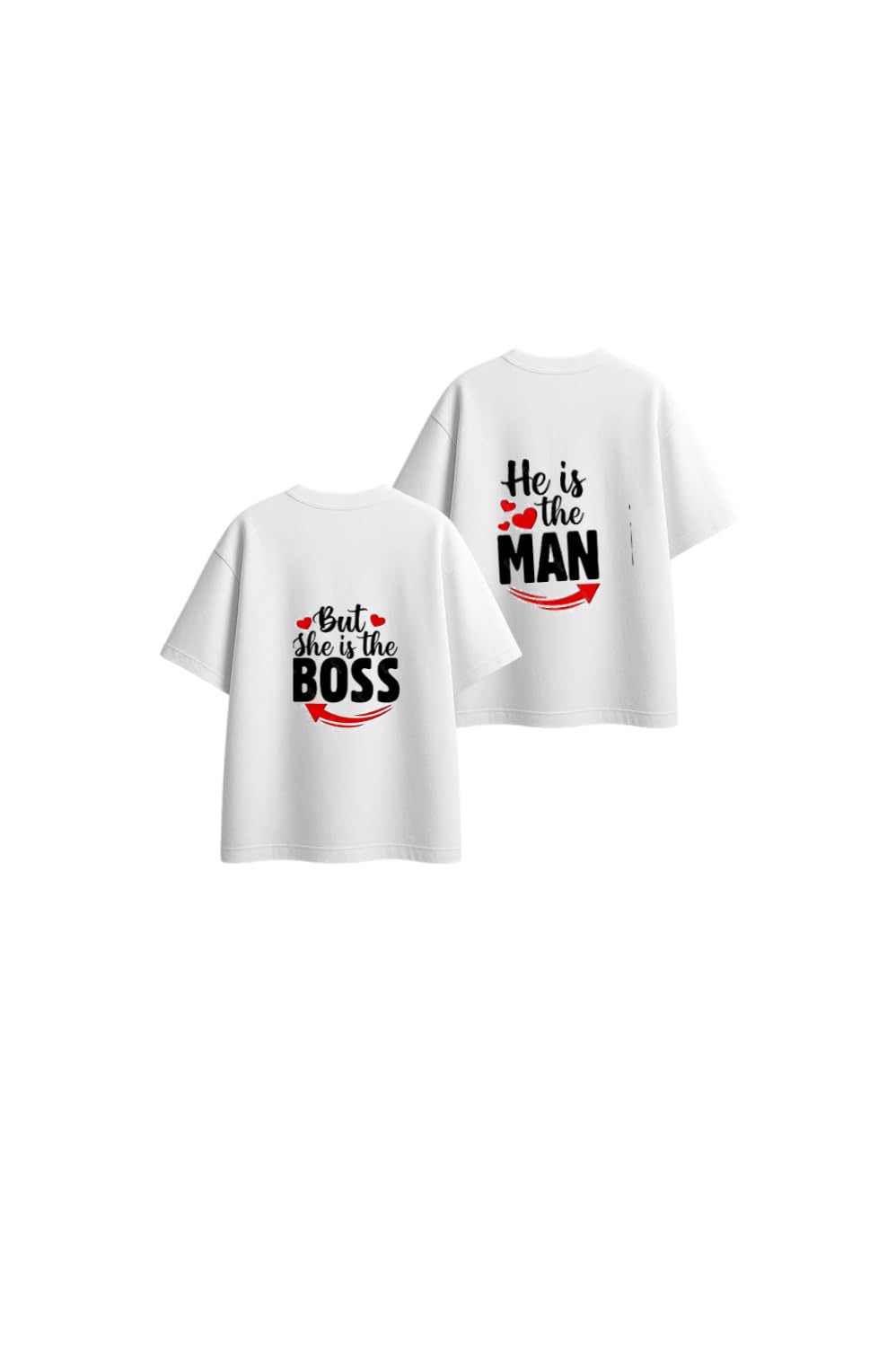 He is the MAN But She is the BOSS VaIentine CoupIe T-shirt White 1