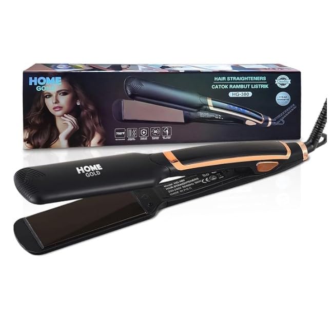 Hair Straightener Ceramic Flat Iron With Up To 750°F Heat Fast Heating 360° Swivel Cord Smooth Styling Tool For Women Curly Or Straight Hair, HG-380