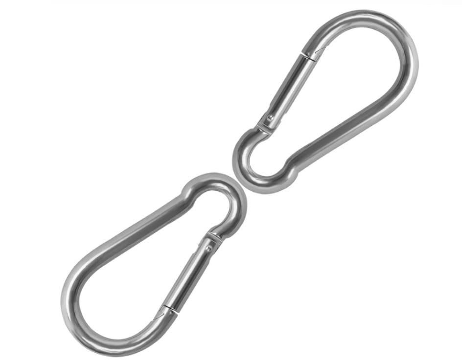 Spring Snap Hook 304 Stainless Steel Carabiner Camping Hiking Traveling Fishing, Small Carabiners for Dog Leash Harness (10 CMX 5 cm -2 Pack)