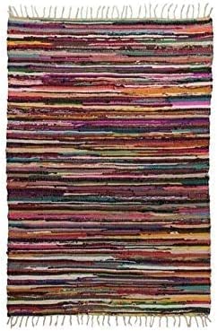 Egypt Antiques Handmade Cotton Rug, Multi Color, Striped, Rectangular, 5.6 x 1.8 feet, Egyptian Cotton, Area Rug
