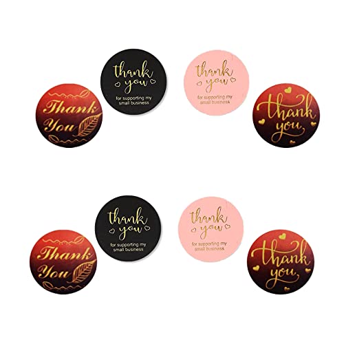 Thank You Stickers Round Labels 1 Inch 25 mm, 4 Modern Style Design models Gold fonts, for Envelope Greeting Cards Gifts Packing Supplies no. of labels (28)