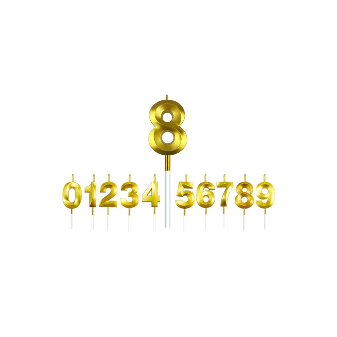 Wonka Birthday Candles for Cake, Gold Numbers Candles for Kids Party Decorations, Happy Birthday Numeral Candle Cake Topper Decoration for Party Kids Adults… (Number 8)