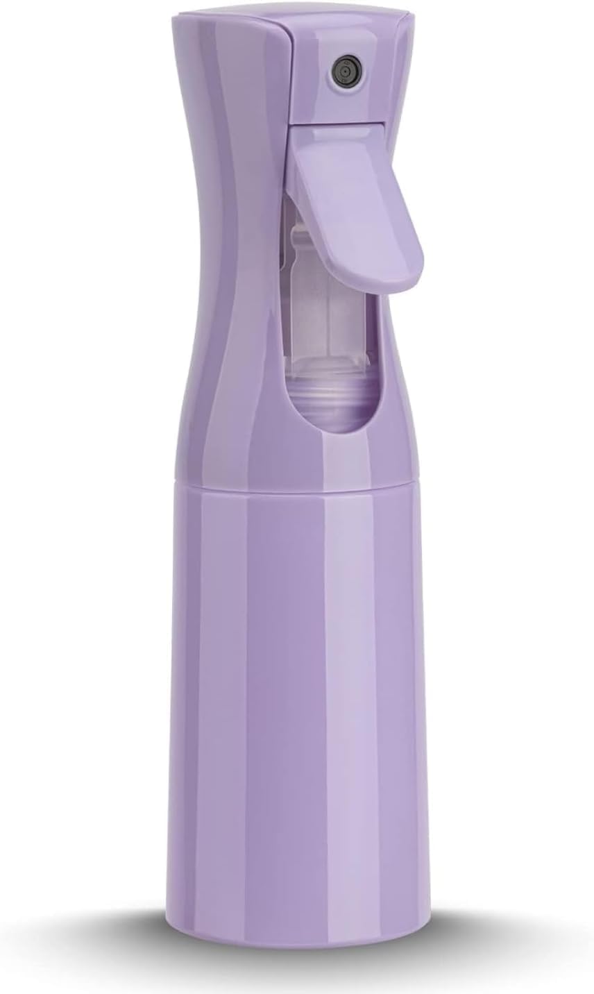 Continuous Mist Spray Bottle for Hair 200ml, Refillable Plastic Water Sprayer with Fine Even Mist, Easy Trigger for Styling, Cleaning, Plants, Salon & Home Use (Purple)