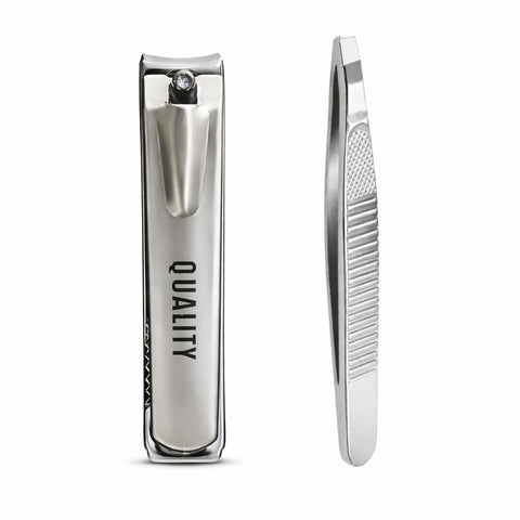 Stainless Steel Nail Clipper & Tweezers Set – Precision Fingernail and Toenail Trimmer with Slant Tip Tweezer – Durable Grooming Tool Kit for Men & Women Home & Travel Use