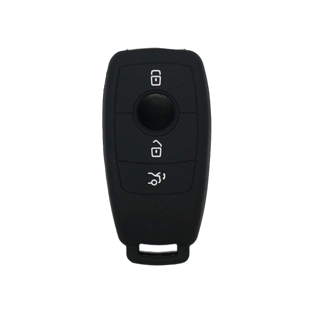 Silicone Cover Protector Case Holder Skin Jacket Compatible with MERCEDES BENZ E Class 3 Button Smart Remote Key Fob CV4957 Black