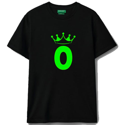 Black cotton t-shirt Crown Letter (O) Graphic Casual Wear size (2XL)