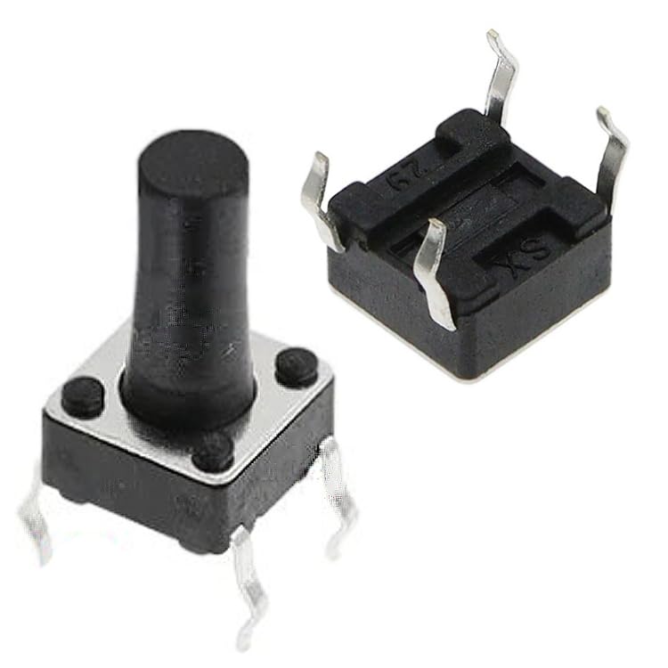 Button Power - Micro High performance Durable Tactile Push Button Square Momentary Switch DIP Light Touch Power Switch 4Pins for PCB (6mm x 6mm x 11mm) DIP