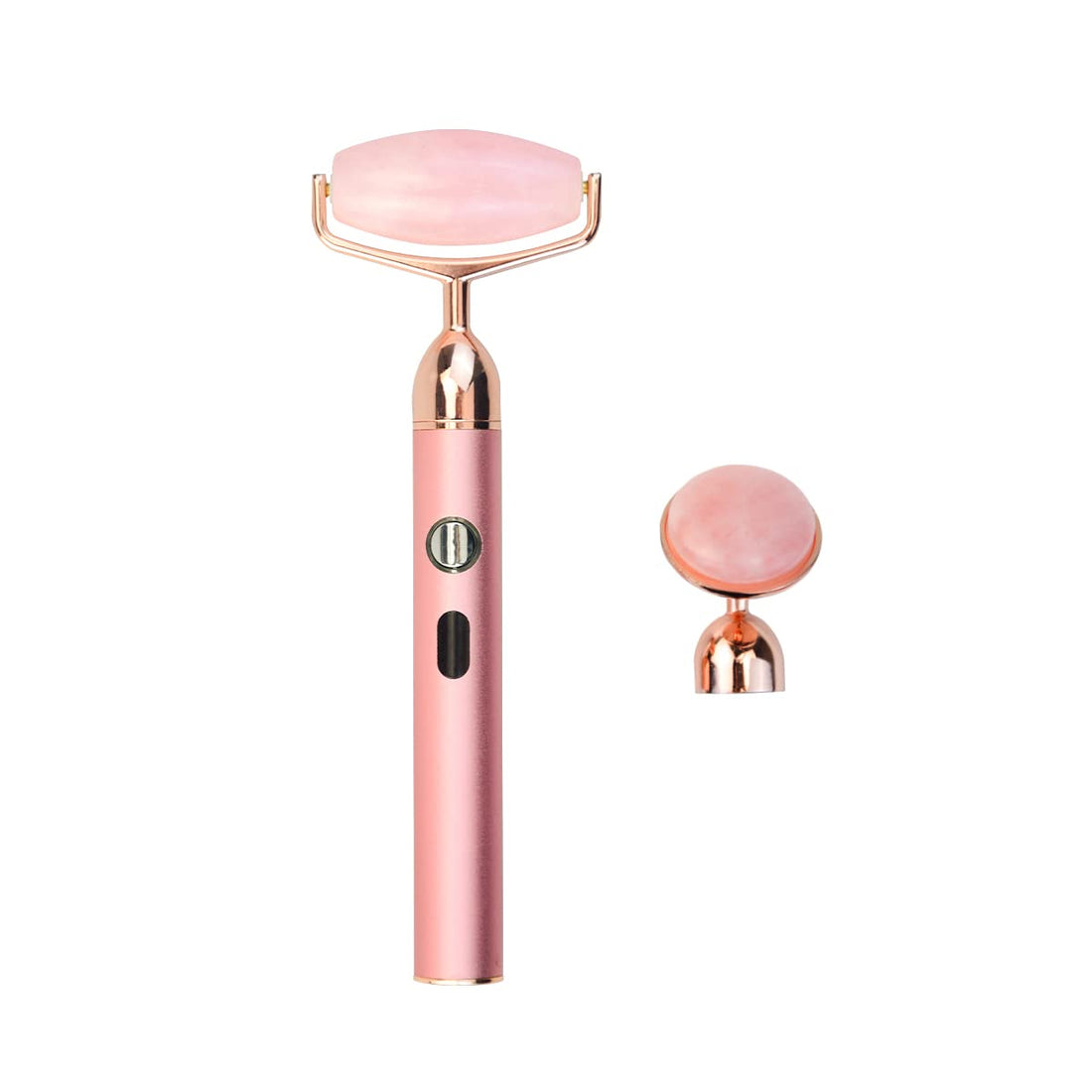 Vibrating Face Roller and Eye Massager, Electric Jade Facial Roller with Detachable Jade Head for Face, Neck, Eye, Body Skin Massage, 2 in 1 USB Rechargeable Jade Facial Massage Tool