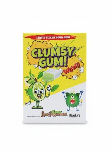 Clumsy Gum - Lime & Sour Mint Flavor - Chewing Gum Filled with Fresh Liquid Core - Pack of 110 (400g) - HEAVEN'S.