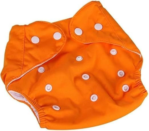 Baby Cloth Diaper Reusable Cotton Pocket Nappy Adjustable Washable Waterproof Breathable Soft Insert Friendly For Newborn Infant Toddler 0-3 Years (Orange)