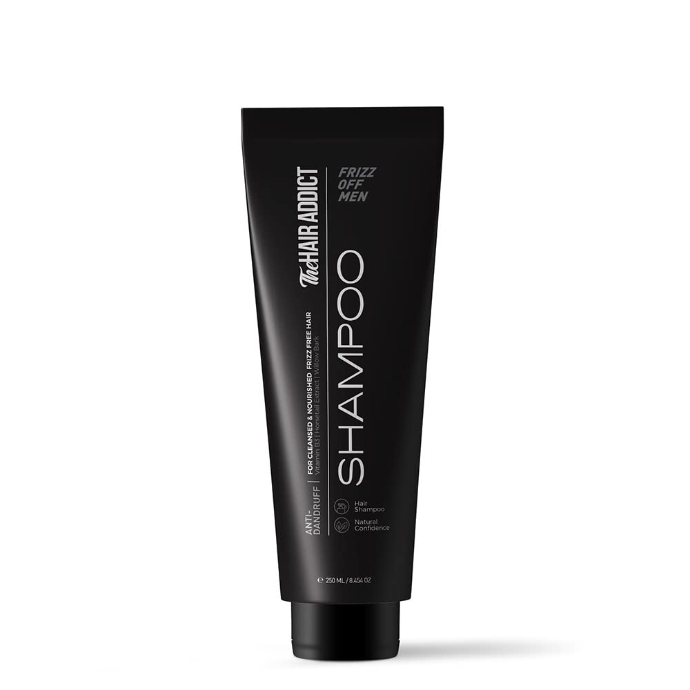 The Hair Addict MEN| Frizz-Off MEN Shampoo 250ml – Naturally Cleansing & Nourishing Anti-Dandruff Shampoo | Frizz Control | Vitamin B3 + Horsetail Extract + Vitamin B5