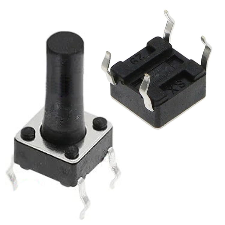 Button Power - Micro High performance Durable Tactile Push Button Square Momentary Switch DIP Light Touch Power Switch 4Pins for PCB (6mm x 6mm x 14mm) DIP