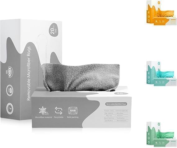 Microfiber cleaning cloths, 20 pieces, 20 x 20 cm, terry cloth design, for kitchen, car, and home, Volura grey